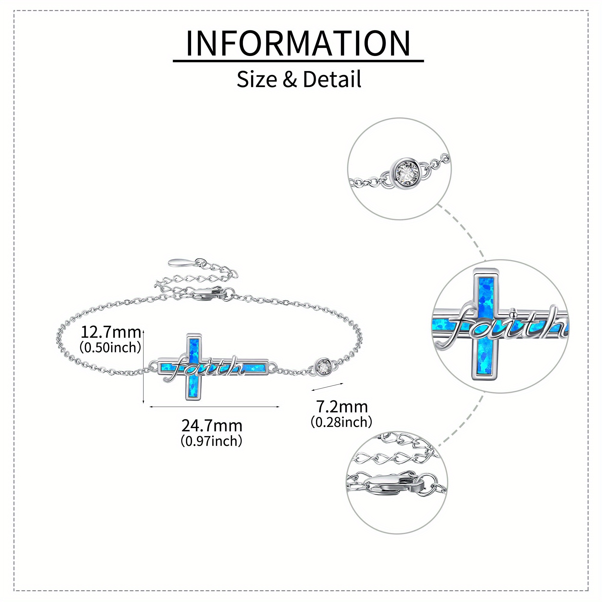 Opal Cross Bracelet 925 Sterling Silver for Women